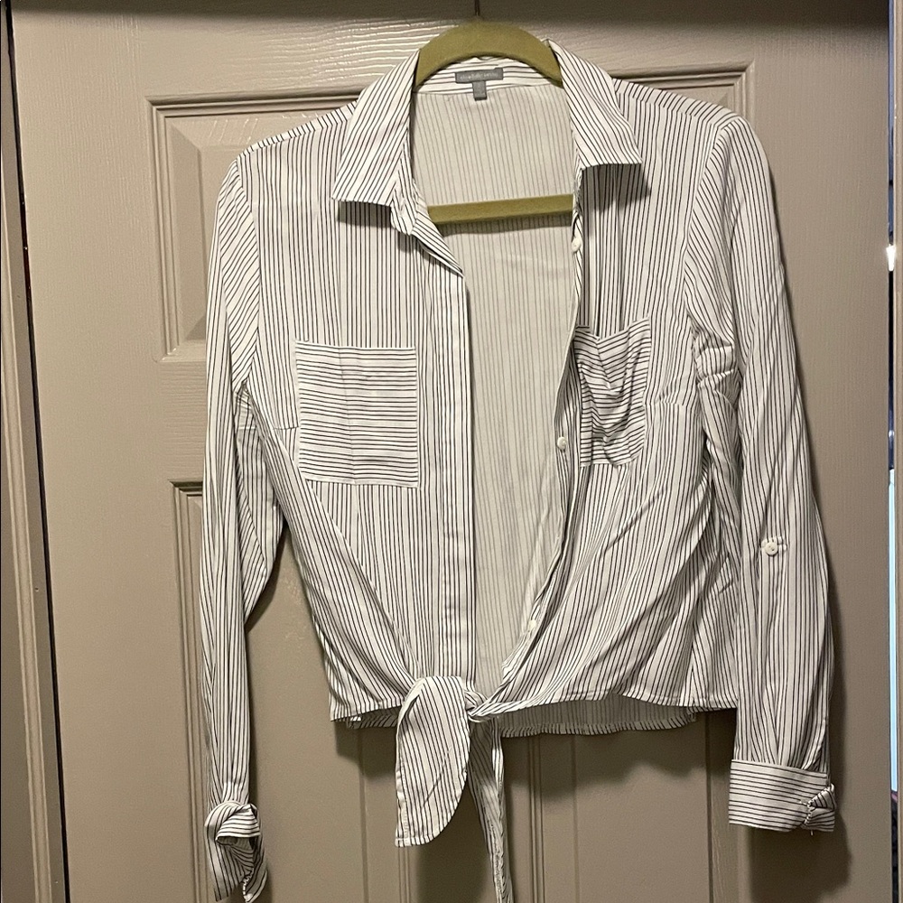 Striped Tie-Front Shirt